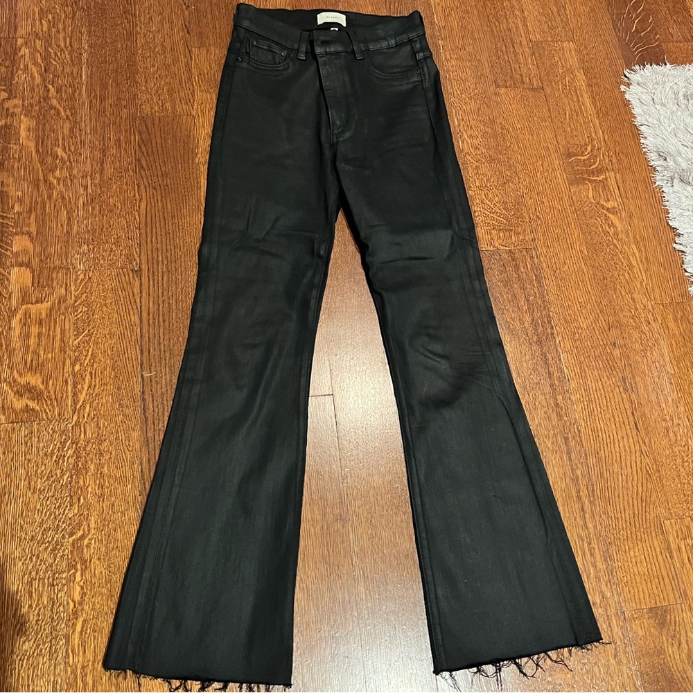 Black 1961 faux leather flared jeans